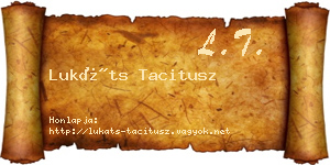 Lukáts Tacitusz névjegykártya